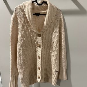 Eddie Bauer Cream Sweater/Cardigan Size Medium